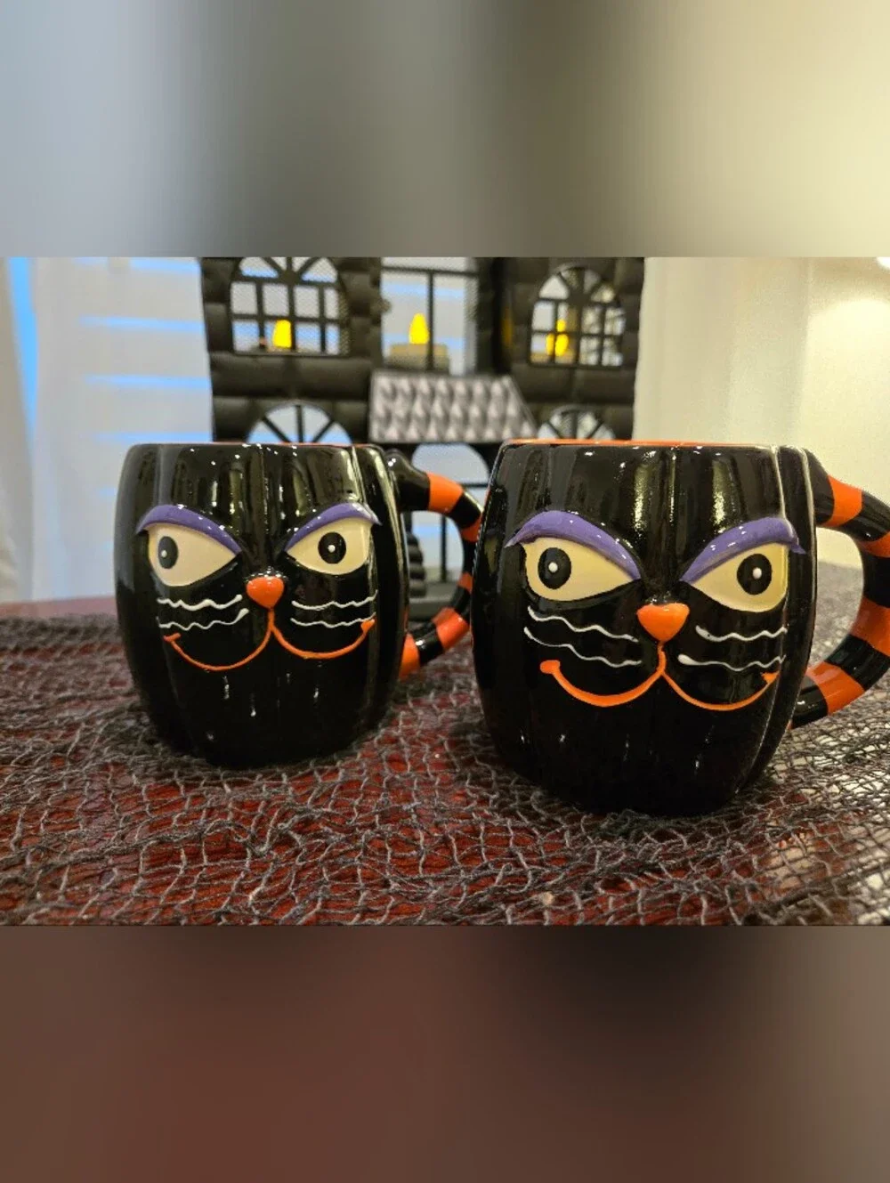 Cracker Barrel Halloween Mugs black cats and mummy